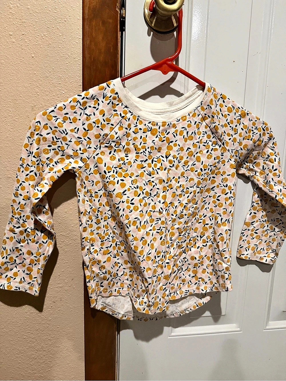 Cat & Jack Floral Long Sleeve Top in White & Orange